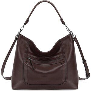 Vegan Leather Large Hobo Bag for Women Stylish Convertible Shoulder Purse in Cof